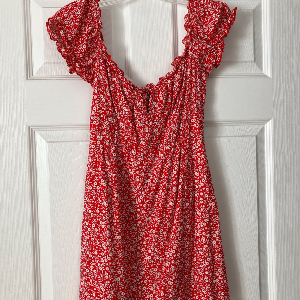 Princess Polly Red and White Ruffled Smocked Mini Sundress